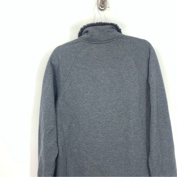 LL Bean Women Size Medium Sweatshirt Zip Jacket Top Gray Black Sherpa Lined - Picture 5 of 9